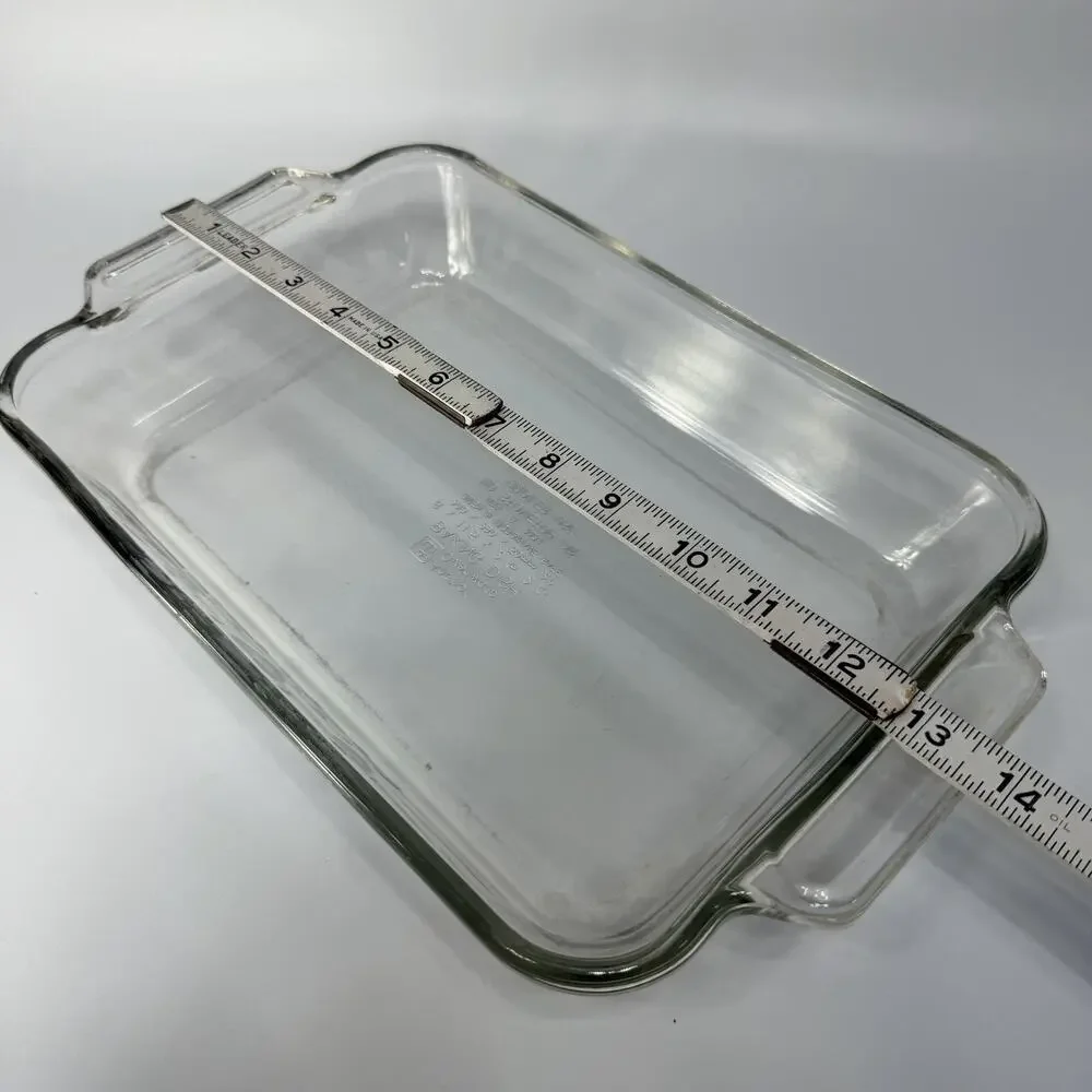 Vtg 90s RARE Blue Hearts 8x11 Glass Baking Dish Cake Pan Anchor Hocking Cottage